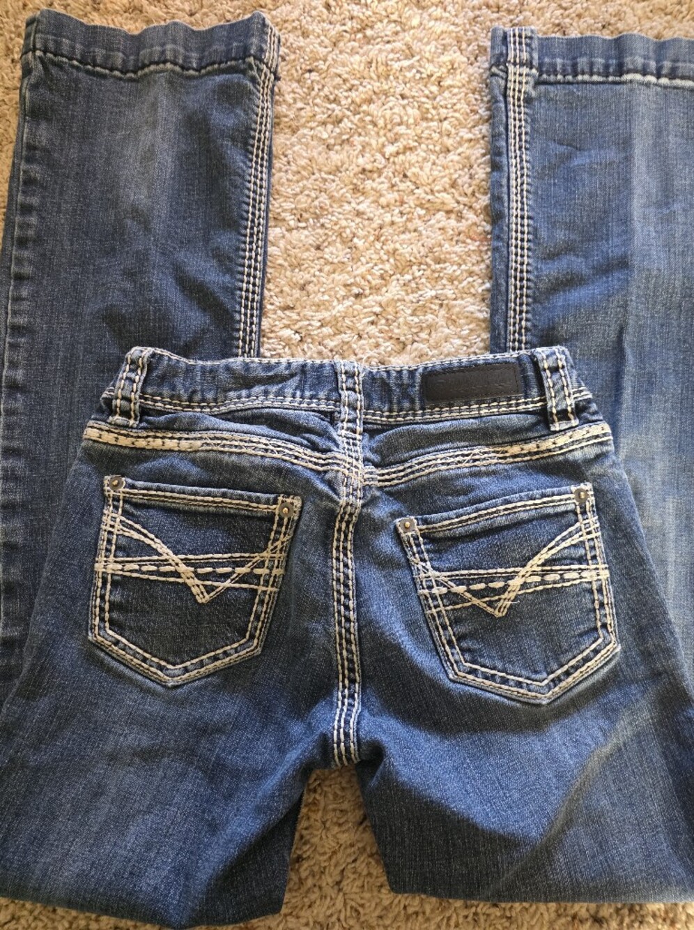 Rock & Roll Cowgirl Blue Bootcut Jeans with Contrast Stitching